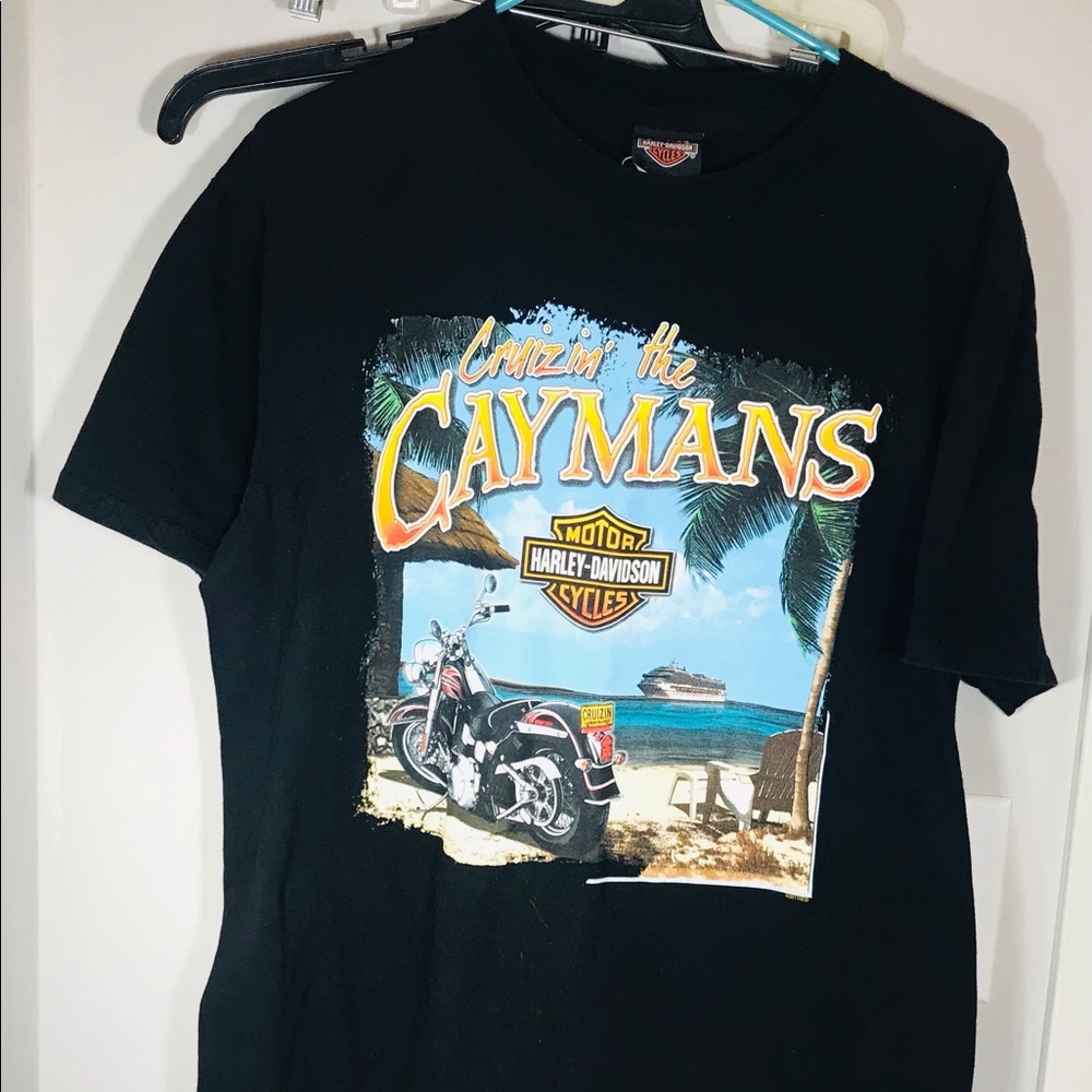 Harley Davidson Cruizin the Caymans black tee shirt size Large.